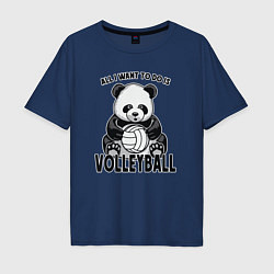 Футболка оверсайз мужская Panda volleyball, цвет: тёмно-синий