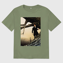 Футболка оверсайз мужская Сонная лощина Икабот на дереве, цвет: авокадо