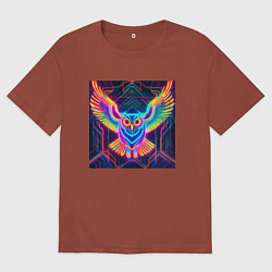 Футболка оверсайз мужская Неоновая сова, цвет: кирпичный