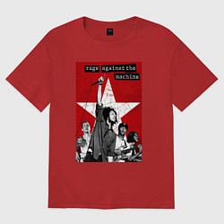 Футболка оверсайз мужская Rage Against the Machine - group, цвет: красный