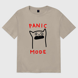 Футболка оверсайз мужская Panic mode - котик, цвет: миндальный