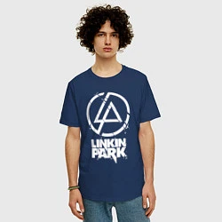 Футболка оверсайз мужская Linkin Park - white, цвет: тёмно-синий — фото 2
