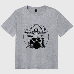 Футболка оверсайз мужская Vitruvian six hand drummer, цвет: меланж
