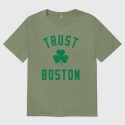 Футболка оверсайз мужская Верю в Бостон, цвет: авокадо