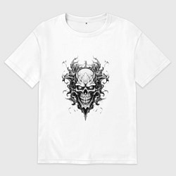 Футболка оверсайз мужская Демонический черепок, цвет: белый