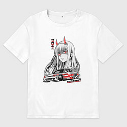 Футболка оверсайз мужская Nissan Silvia S15 Drift Zero Two, цвет: белый