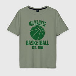 Футболка оверсайз мужская Milwaukee basketball 1968, цвет: авокадо