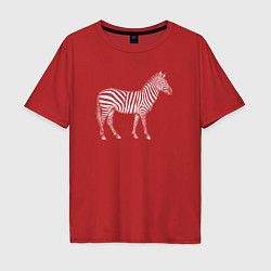 Футболка оверсайз мужская Гравюра зебра в профиль, цвет: красный