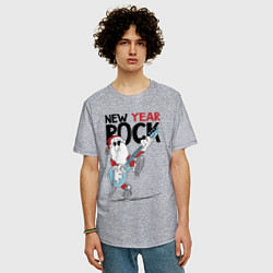 Футболка оверсайз мужская New year - rock, цвет: меланж — фото 2