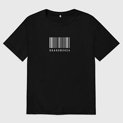 Футболка оверсайз мужская Дракон 2024 штрих код, цвет: черный