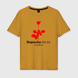 Футболка оверсайз мужская Depeche Mode - Violator album logo, цвет: горчичный