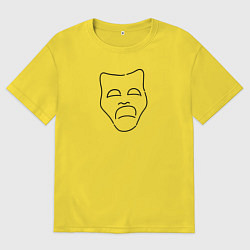 Футболка оверсайз мужская Театральная маска Грусти, цвет: желтый