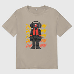 Футболка оверсайз мужская Чёрный КамераМен, цвет: миндальный