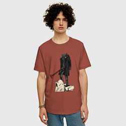 Футболка оверсайз мужская Камерамен победил скибиди туалет, цвет: кирпичный — фото 2