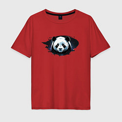 Футболка оверсайз мужская Грустная панда портрет, цвет: красный