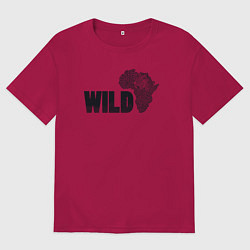 Футболка оверсайз мужская Дикий леопард, цвет: маджента