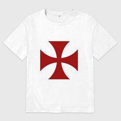 Футболка оверсайз мужская Крест рыцарей тамплиеров, цвет: белый
