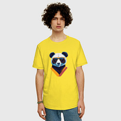 Футболка оверсайз мужская Панда в модных очках, цвет: желтый — фото 2