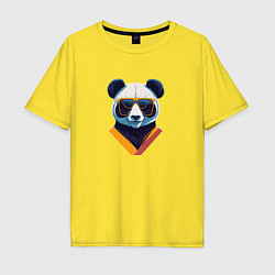 Футболка оверсайз мужская Панда в модных очках, цвет: желтый