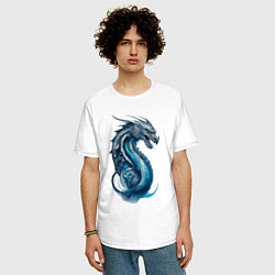 Футболка оверсайз мужская Живописный дракон, цвет: белый — фото 2
