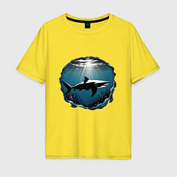 Футболка оверсайз мужская Акула в океане, цвет: желтый