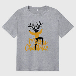 Футболка оверсайз мужская Олень Рождества, цвет: меланж
