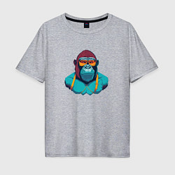 Футболка оверсайз мужская Крутая горилла в очках, цвет: меланж