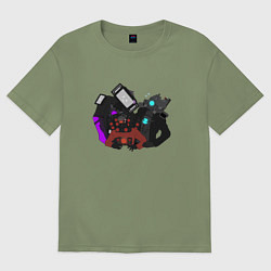 Футболка оверсайз мужская Камерамен ТВ мен м Спикермен, цвет: авокадо