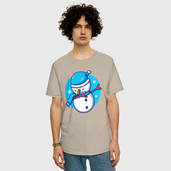 Футболка оверсайз мужская Dab snowman, цвет: миндальный — фото 2