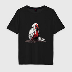 Футболка оверсайз мужская Красный попугай, цвет: черный