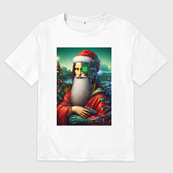 Мужская футболка оверсайз Mona Lisa in Santa costume - cyberpunk