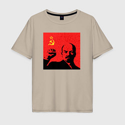 Футболка оверсайз мужская Lenin in red, цвет: миндальный