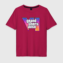 Футболка оверсайз мужская Grand theft auto VI, цвет: маджента