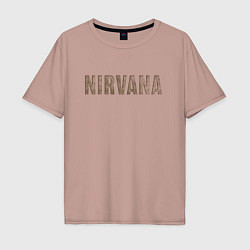 Футболка оверсайз мужская Nirvana grunge text, цвет: пыльно-розовый