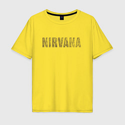 Футболка оверсайз мужская Nirvana grunge text, цвет: желтый