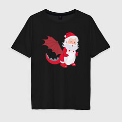Футболка оверсайз мужская Дед Мороз в костюме дракона, цвет: черный