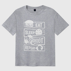 Футболка оверсайз мужская Еда сон фото, цвет: меланж