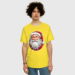 Футболка оверсайз мужская Санта клаус иллюстрация-стикер, цвет: желтый — фото 2