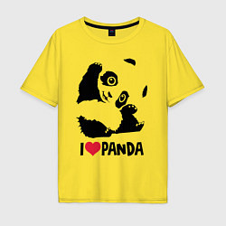 Футболка оверсайз мужская I love panda, цвет: желтый