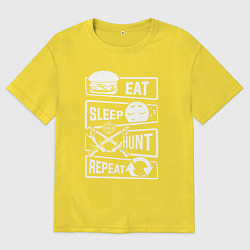 Футболка оверсайз мужская Еда сон охота, цвет: желтый