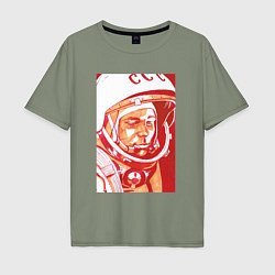 Футболка оверсайз мужская Gagarin in red, цвет: авокадо