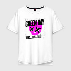 Футболка оверсайз мужская Green Day uno dos tre, цвет: белый