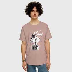 Футболка оверсайз мужская Гароу на камне, цвет: пыльно-розовый — фото 2