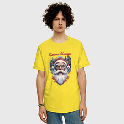 Футболка оверсайз мужская Безумный Санта, цвет: желтый — фото 2