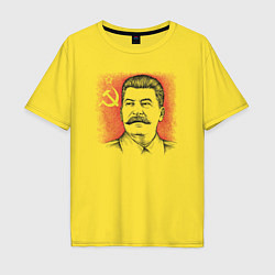 Футболка оверсайз мужская Сталин с флагом СССР, цвет: желтый