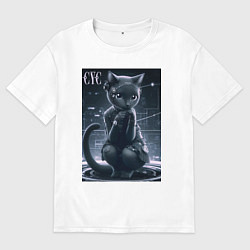 Футболка оверсайз мужская Кибер кисуля, цвет: белый