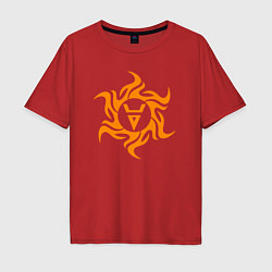 Футболка оверсайз мужская Символ славянского велеса, цвет: красный