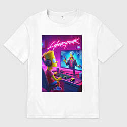 Футболка оверсайз мужская Gamer Bart - cyberpunk, цвет: белый