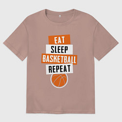 Футболка оверсайз мужская Eat sleep basketball, цвет: пыльно-розовый