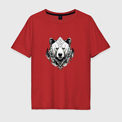 Футболка оверсайз мужская Геометрический медведь, цвет: красный